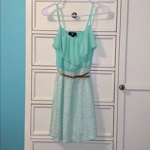 IZ Byer Womens/Juniors Mint Belted Lace Dress